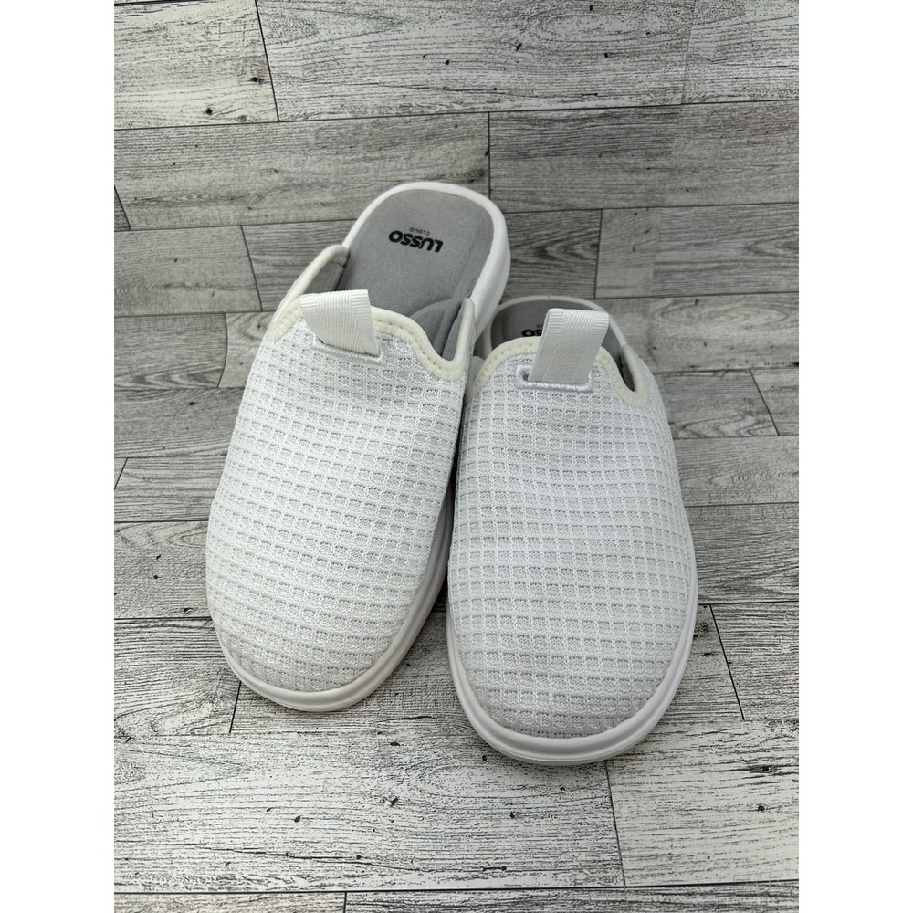 LUSSO Cloud White Mesh Slip‎ On Mule Sneakers Sz M 7 W 9 Triple Stack Technology